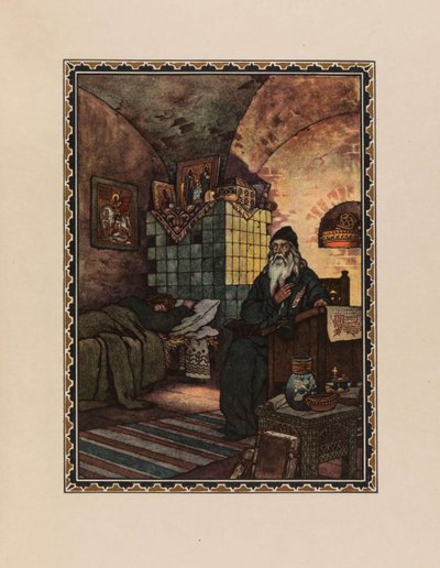 Pimen. Illustration zum Drama Boris Godunov von A. Puschkin, 1927 von Boris Vasilievich Zvorykin