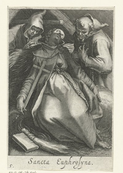 Heilige Euphrosina von Alexandria als Einsiedlerin (Sancta Euphrosyna, Serie: Kluizenaressen, Sacra Eremus Ascetriarum) von Boëtius Adamsz. Bolswert