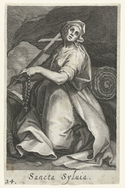 Heilige Silvia von Rom als Einsiedlerin (Kluftfrauen, Sacra Eremus Ascetriarum) von Boëtius Adamsz. Bolswert