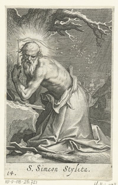 Heiliger Simeon Stylites der Ältere als Einsiedler von Boëtius Adamsz. Bolswert