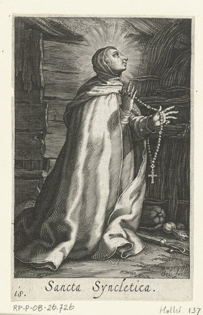 Heilige Syncletica von Alexandria als Einsiedlerin (Sancta Syncletica, Serie: Kluizenaressen, Sacra Eremus Ascetriarum) von Boëtius Adamsz. Bolswert