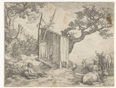 Landschaft mit Argus bei Io als Kuh und Merkur in der Luft von Boëtius Adamsz. Bolswert