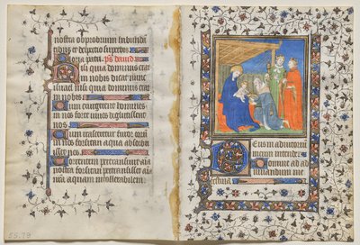 Bifolio aus einem Stundenbuch: Anbetung der Könige (recto) von Boucicaut Master