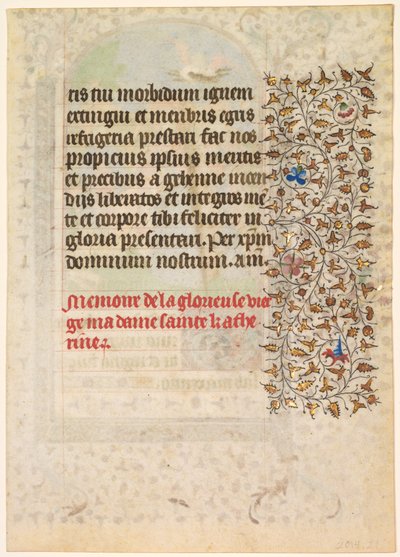 Blatt aus einem Stundenbuch: Text verso, um 1415 von Boucicaut Master