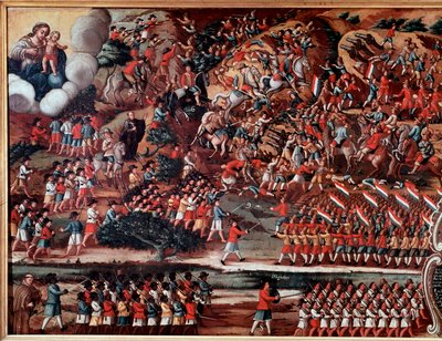 Ex-voto, das die Schlacht von Guararapes darstellt von Brazilian School