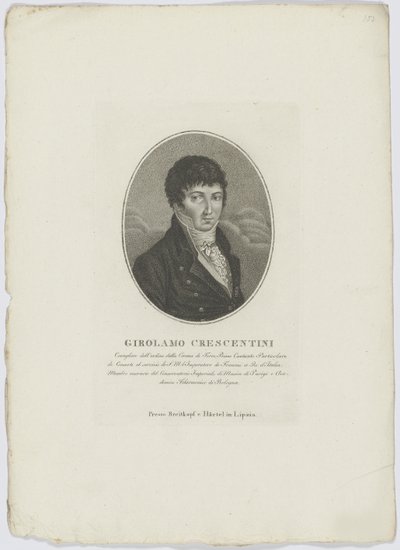 Porträt von Girolamo Crescentini, nach 1800 von Breitkopf and Härtel