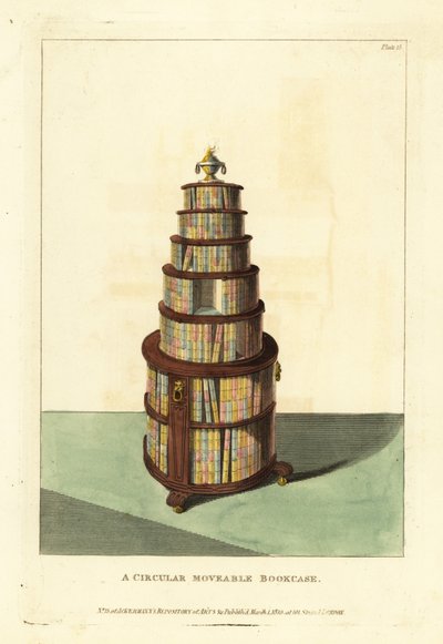 Ein kreisförmiges bewegliches Bücherregal von British School