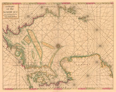 Karte der Nordsee: Norwegen bis zu den Dover-Straßen, ca. 1700 von British School