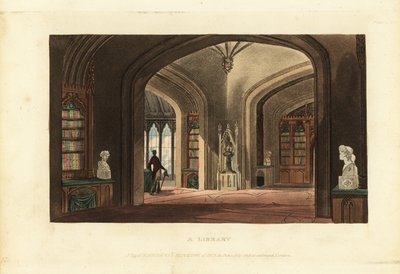 Entwurf für eine Bibliothek im gotischen Stil, Regency-Ära von British School