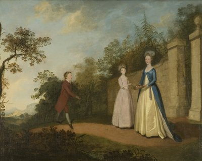Mary und Emmette Pettener und Meister Partridge, ca. 1770 von British School