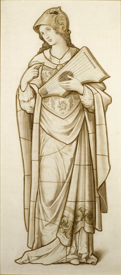 Muse der Lyrik – Karton für Glasmalerei, ca. 1890 von British School