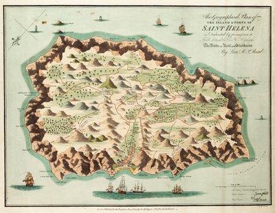 Dieser geografische Plan der Insel St. Helena ist mit Erlaubnis Seiner Königlichen Hoheit dem Herzog von Kent und Strathearn gewidmet von British School
