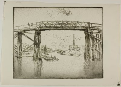 Chicago - Lastkähne am North Branch von Bror Julius Olsson Nordfeldt