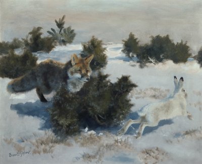 Fuchs und Hase von Bruno Andreas Liljefors
