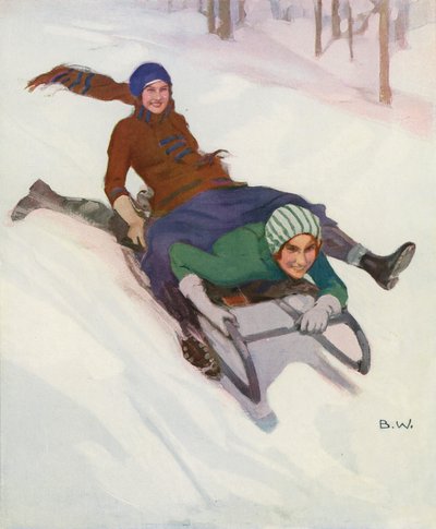 Zwei Frauen beim Rodeln von Brynolf Wennerberg
