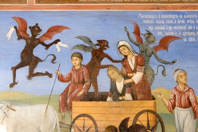 Bulgarien, Rila-Kloster, Fresko in der Kirche der Geburt der Jungfrau von Bulgarian School