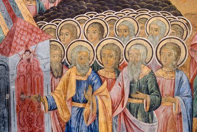 Bulgarien, Rila-Kloster, Fresko in der Kirche der Geburt der Jungfrau von Bulgarian School