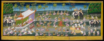 Parabaik-Bild, das ein königliches Fest auf dem Wasser zeigt von Burmese School