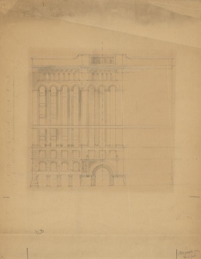 Mills Building, San Francisco, Kalifornien, Entwurfsskizze von Burnham and Root