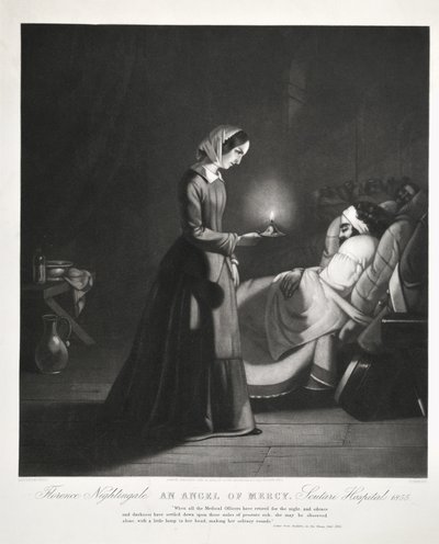 Florence Nightingale, Ein Engel der Barmherzigkeit, Scutari Hospital, graviert von Tomkins, 1855 von Butterworth