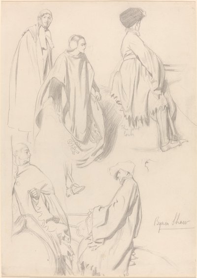 Studien von Männern und Frauen in mittelalterlicher Kleidung von Byam Shaw