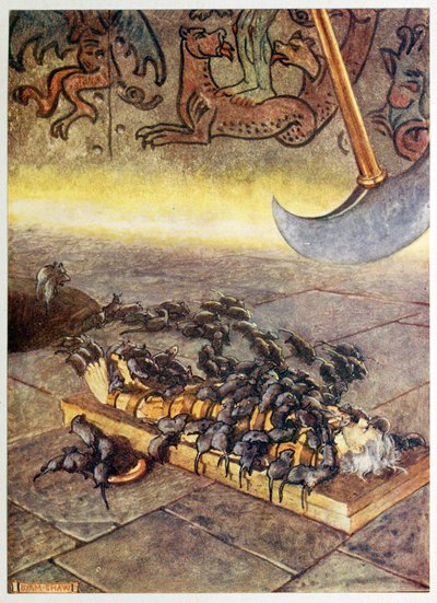 Sie schwärmten in immer größer werdenden Haufen auf mich, aus Ausgewählte Geschichten des Geheimnisses, veröffentlicht 1909 von Byam Shaw