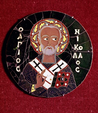 Byzantinische Kunst: Darstellung des Heiligen Nikolaus von Myra (oder Bari) (4. Jahrhundert) Email des 10. Jahrhunderts von Byzantine