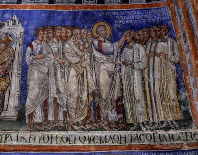 Der heilige Paulus legt seine Hände auf neu Getaufte von Byzantine