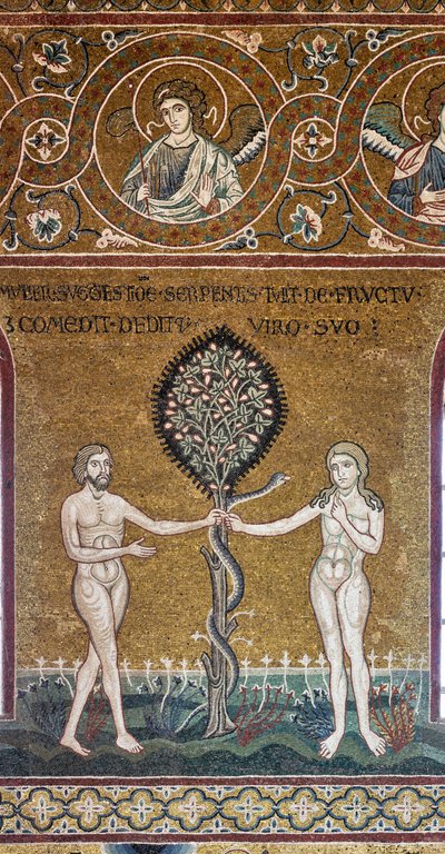 Die Erbsünde, byzantinisches Mosaik, Alttestamentlicher Zyklus-Irdisches Paradies, XII-XIII Jahrhundert von Byzantine