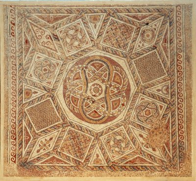 Mosaikboden aus dem byzantinischen Kloster der Festung von Deir Qala, 6. Jahrhundert n. Chr. von Byzantine Byzantine