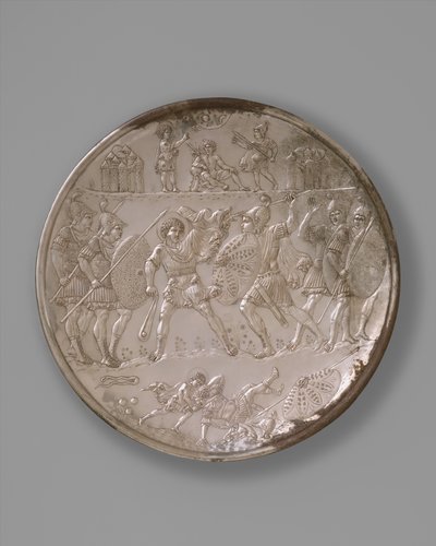 Teller mit der Schlacht von David und Goliath von Byzantine Byzantine
