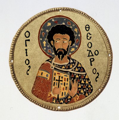 Heiliger Theodor - in Faksimile in „Geschichte und Denkmäler der byzantinischen Emals“ von N. Kondakow von Byzantine Byzantine