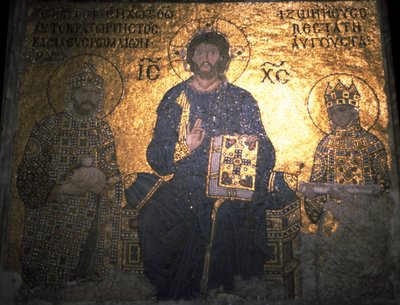 Christus Pantokrator zwischen Kaiser Konstantin IX. Monomachos und der Kaiserin Zoe, ca. 1020 von Byzantine Byzantine