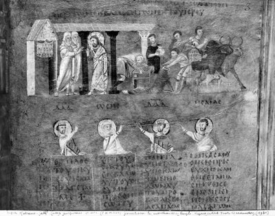 Ms EAB 664 Jesus vertreibt die Händler aus dem Tempel, aus dem Codex Purpureus von Byzantine School