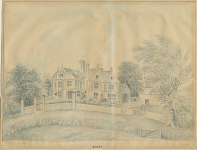 Eccleshall - Biana Hall (Blaue Waschzeichnung) von C.B Ash
