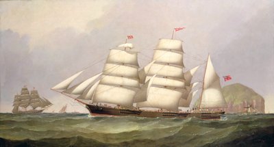 Die Bark "Undaunted" vor Ailsa Craig, mit Handelsschiffen im Hintergrund von C.H. Fyfe