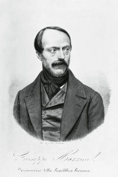 Porträt von Giuseppe Mazzini (1805-1872), italienischer Patriot, Politiker, Philosoph und Journalist, Gravur von J.B. and Brown J. Rowbotham