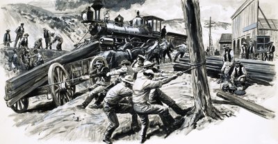 Eine Eisenbahn wurde 1873 durch den Bundesstaat Washington gebaut von C.L. Doughty