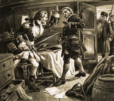 Mit dem Schwert in der Hand stürzte sich der spanische Küstenwache-Kapitän auf Kapitän Jenkins. von C.L. Doughty