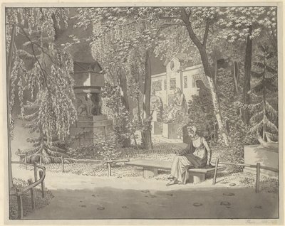 An den Gräbern von Descartes und Condé im Jardin Elysée des Petits Augustins, Paris von Christoffer Wilhelm Eckersberg
