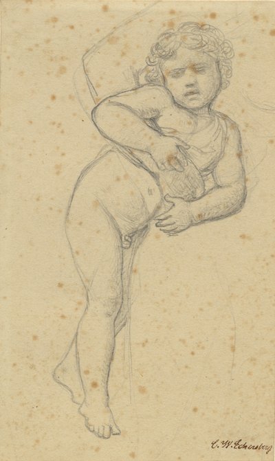 Ein nackter Junge stützt sich gegen das Knie seiner Mutter von Christoffer Wilhelm Eckersberg