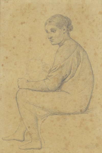 Eine sitzende Frau, an deren Knie sich ein Kind lehnt von Christoffer Wilhelm Eckersberg