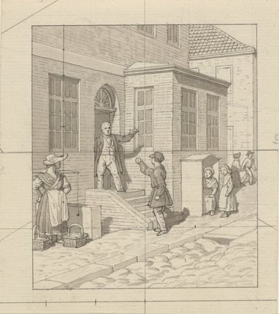 Linearperspektiven, angewendet auf die Malerei - Tafel VII, 2 - Streit auf der Straßentreppe von Christoffer Wilhelm Eckersberg