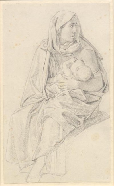 Moses teilt die Wasser und die Armee des Pharao wird verschlungen - Studie für eine israelitische Mutter und ihr Kind von Christoffer Wilhelm Eckersberg