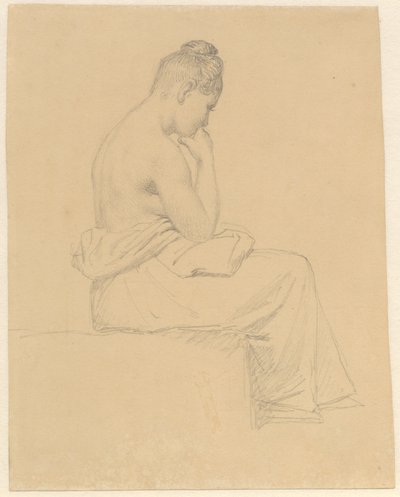 Sitzendes weibliches Modell von hinten gesehen. von Christoffer Wilhelm Eckersberg