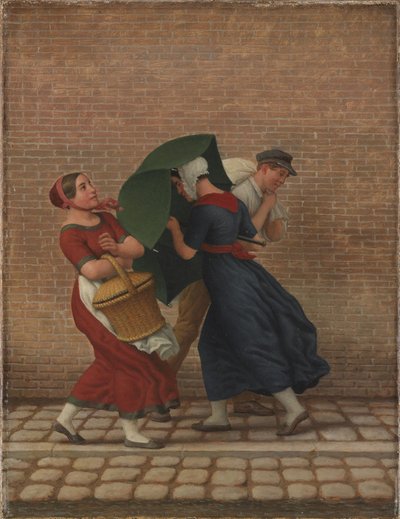 Straßenszene bei windigem und regnerischem Wetter von Christoffer Wilhelm Eckersberg