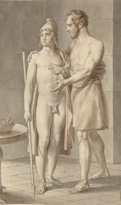 Telemachos trifft Odysseus, verkleidet als Bettler, bei dem Hirten Eumaios (Fragment) von Christoffer Wilhelm Eckersberg