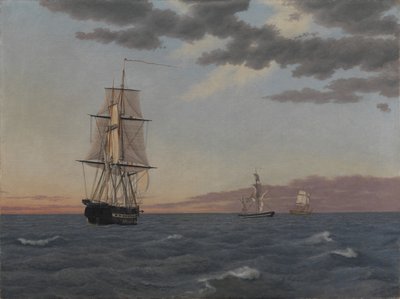 Die Korvette "Galathea" liegt bereit, um der Brigg "St Jean" zu helfen von Christoffer Wilhelm Eckersberg