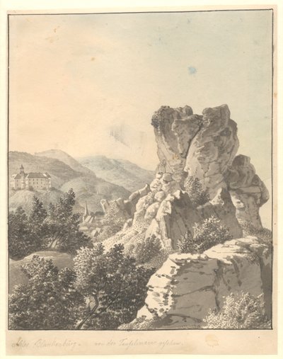 Blick vom Harz, von der Teufelsmauer, das Schloss Blankenburg im Hintergrund von Christoffer Wilhelm Eckersberg