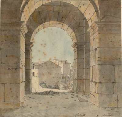 Blick nach Norden durch einen der Bögen des zweiten Stockwerks des Kolosseums in Rom von Christoffer Wilhelm Eckersberg